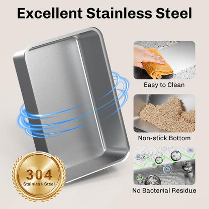 Stainless Steel Litter Box with Lid XL Closed Metal Enclosed Cat Litter Box Fits All Cats Modular Design High Sided Non Stick Easy Cleaning