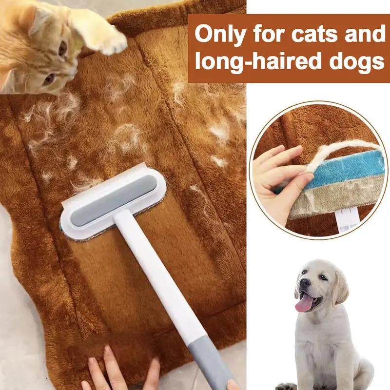 【4 in 1】 Multi-Purpose-Convenient Reusable Pet Hair Remover Brush, for Long & Short Haired Dogs Cats Extra Long Handle, – Extra-Long Handle Lint Cleaner for Dog & Cat Hair, Washable Multi-Surface Tool for Furniture, Bedding, Clothes & Car Interiors