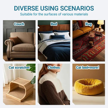 【4 in 1】 Multi-Purpose-Convenient Reusable Pet Hair Remover Brush, for Long & Short Haired Dogs Cats Extra Long Handle, – Extra-Long Handle Lint Cleaner for Dog & Cat Hair, Washable Multi-Surface Tool for Furniture, Bedding, Clothes & Car Interiors