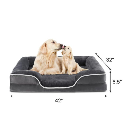 【Deal】Orthopedic Dog Bed, Memory Foam Pet Bed for Medium Dogs with Washable Removable Cover Non-Slip Base Waterproof Liner Egg Crate Foam