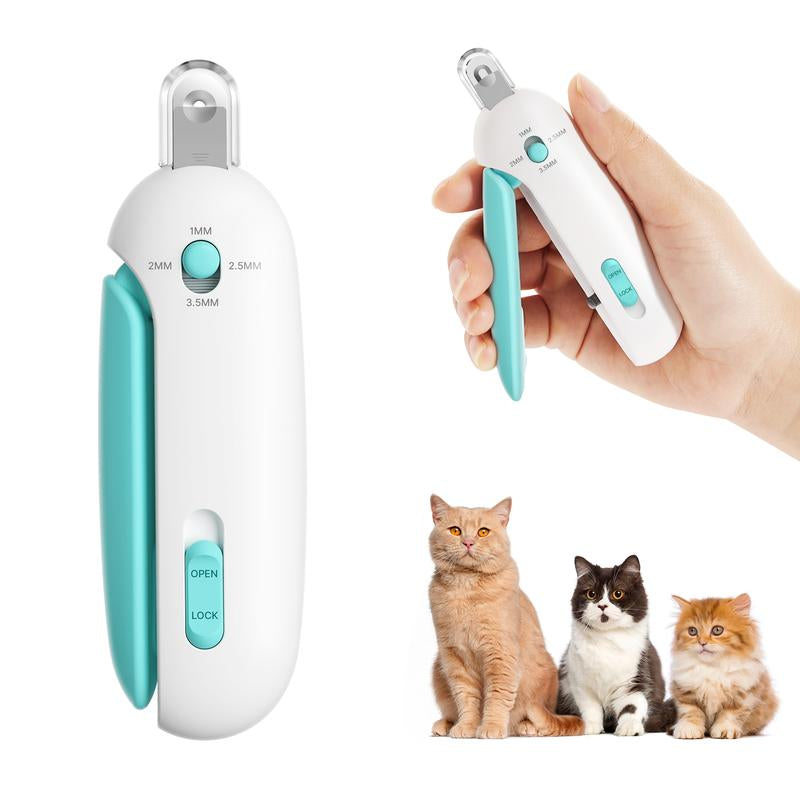 Potaroma Cat Nail Clipper with 4-Size Adjustable Trimming Hole & Hidden Nail File | Safe Toenail Trimmer for Kittens & Indoor Cats | Anti-Splash Claw Cutter for Pet Grooming (Blue)