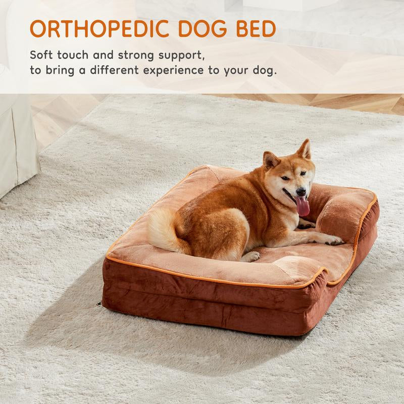 【Deal】Orthopedic Dog Bed, Memory Foam Pet Bed for Medium Dogs with Washable Removable Cover Non-Slip Base Waterproof Liner Egg Crate Foam
