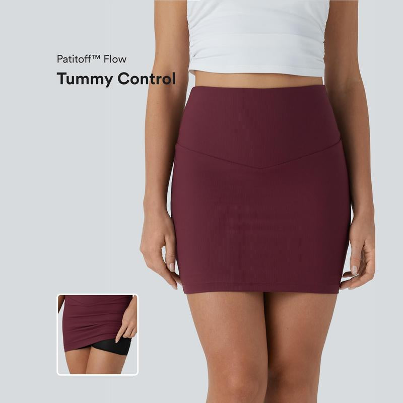 Patitoff Flow Pet Hair Resistant High Waisted Tummy Control 2-In-1 Bodycon Mini Casual Skirt