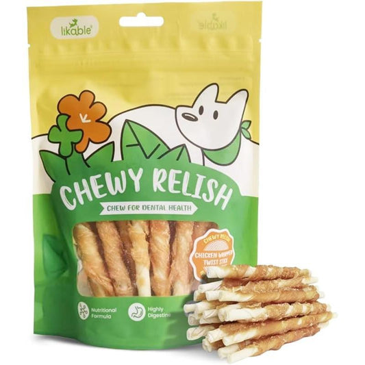 Chicken Wrapped Rawhide Sticks for Dogs – High Protein (50%) Chew with Chicken & Peanut Protein, All Natural, Long-Lasting Rawhide Chew for Dental Health & Muscle Support, Hand-Made, 200G