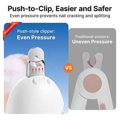 Potaroma Cat Nail Clipper with 4-Size Adjustable Trimming Hole & Hidden Nail File | Safe Toenail Trimmer for Kittens & Indoor Cats | Anti-Splash Claw Cutter for Pet Grooming (Blue)