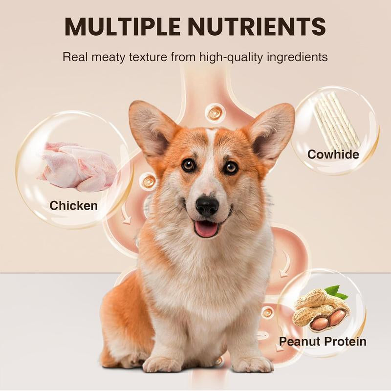 Chicken Wrapped Rawhide Sticks for Dogs – High Protein (50%) Chew with Chicken & Peanut Protein, All Natural, Long-Lasting Rawhide Chew for Dental Health & Muscle Support, Hand-Made, 200G