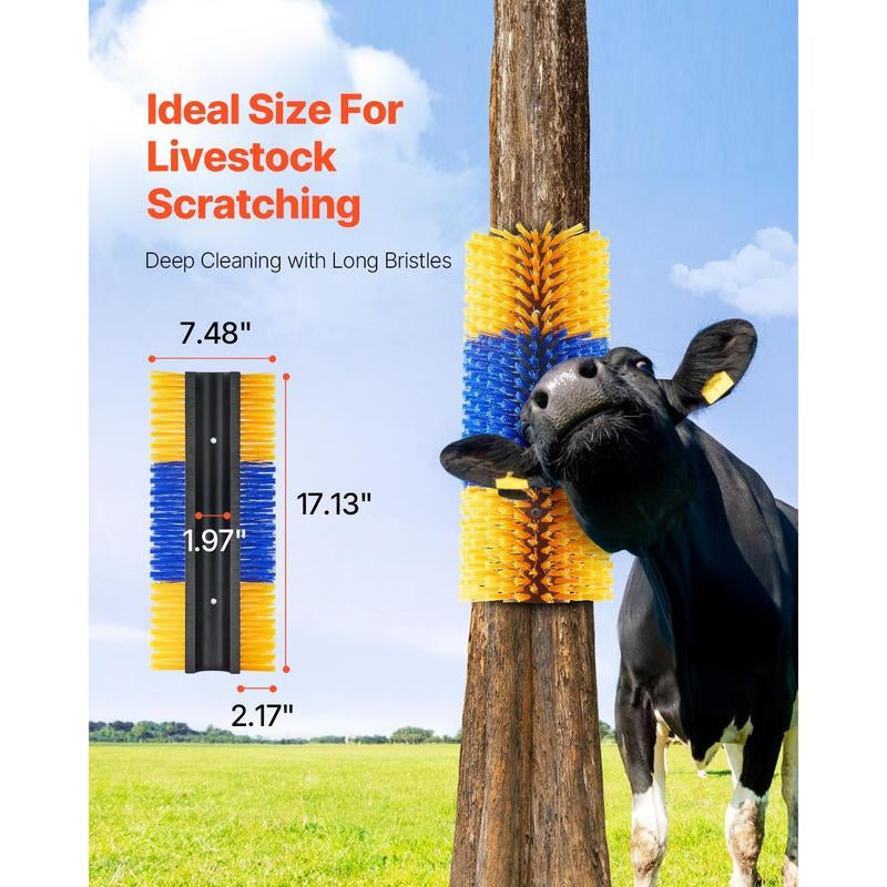 VEVOR Livestock Scratching Brush, 3 Pcs Horse Brush with 6 Screws, 17.1 X 7.5 in Cow Scratcher, for Back Itch Relief & Keep Cleaning, Grooming & Scratching Post Brush for Horse, Pig, Cattle Supplies