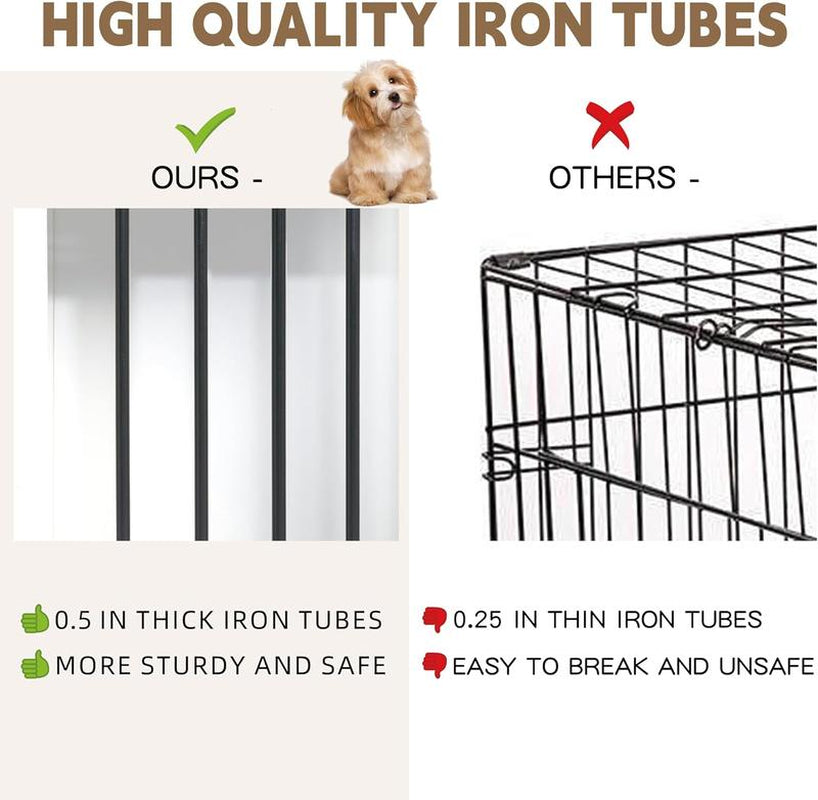 Sunseen Dog Crate Furniture Large Breed Wooden Dog Kennel with Room Divider & 3 Drawer,Double Doors Heavy Duty Dog Crate End Table Indoor TV Stand for Small Medium Large Dog,72''W*24''D*35''H,White