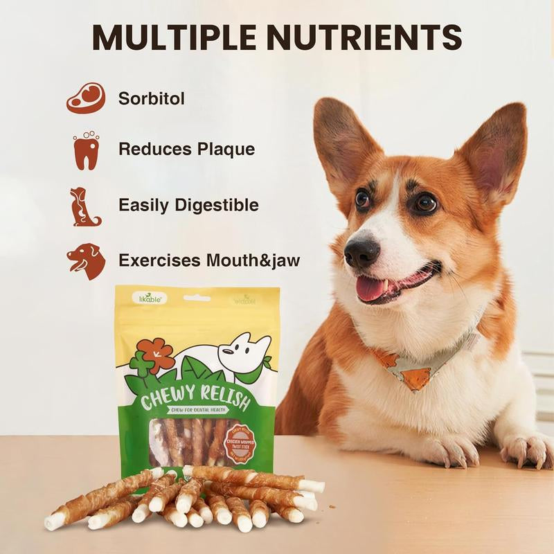 Chicken Wrapped Rawhide Sticks for Dogs – High Protein (50%) Chew with Chicken & Peanut Protein, All Natural, Long-Lasting Rawhide Chew for Dental Health & Muscle Support, Hand-Made, 200G