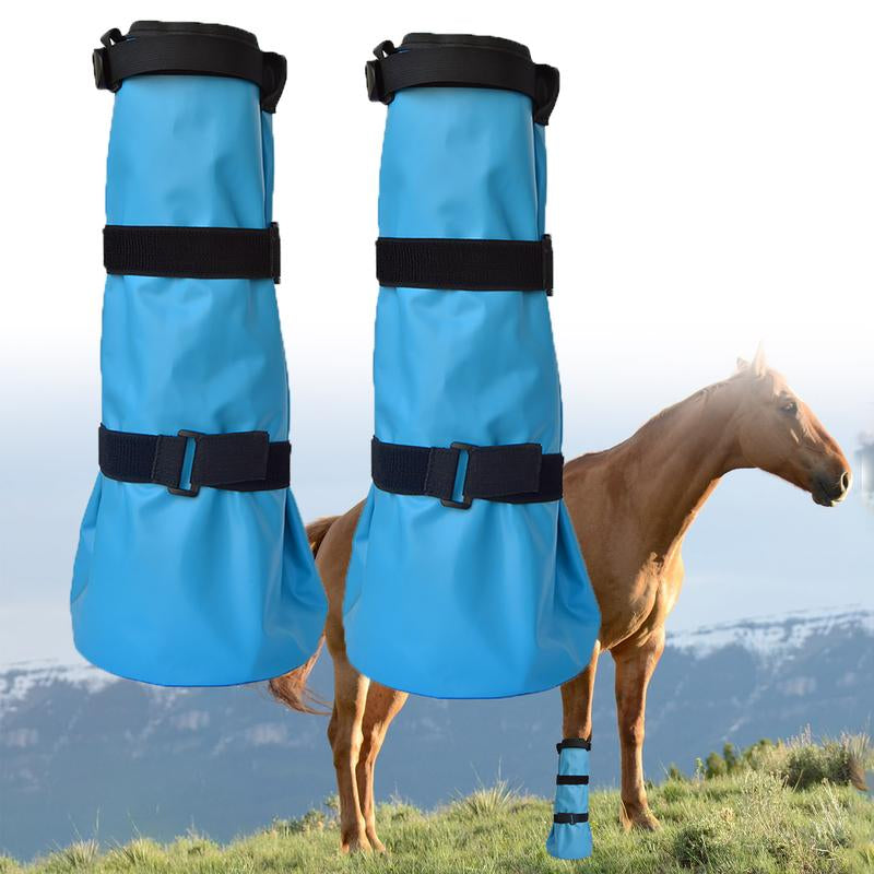 Horse Hoof Soaking Boot No Mess Hoof Soaking Waterproof Boot for Thrush Abscesses & More Adjustable Straps Sturdy PVC Reusable Room Saving Storage
