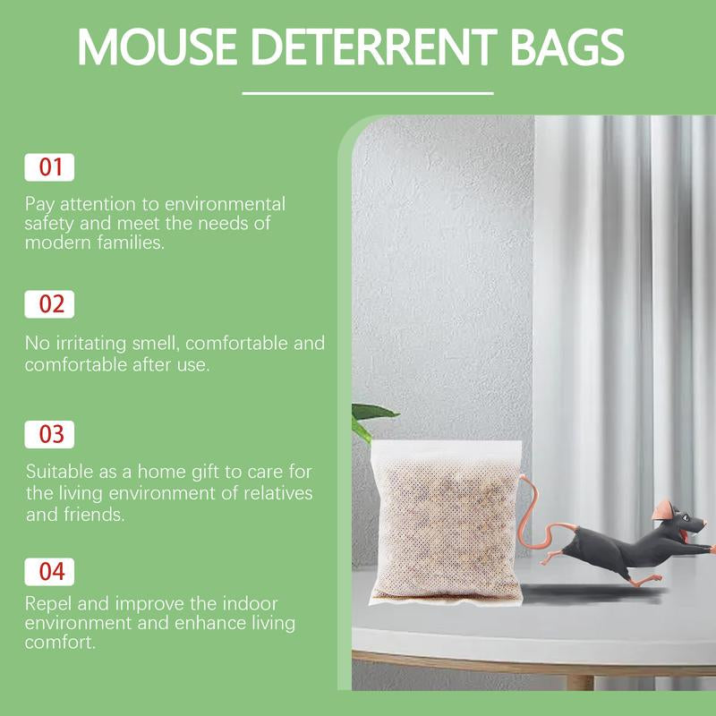 Mouse Repellent Pouches – Natural Rodent Deterrent with Peppermint Oil (10 Pouches) – Safe & Non-Toxic – Keep Mice Out of Homes, Garages, Warehouses & Cars – People & Pet Friendly