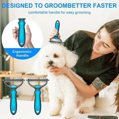 Pet Grooming Brush & Rake Tool - Removes Mats, Tangles | Dog Grooming Essential