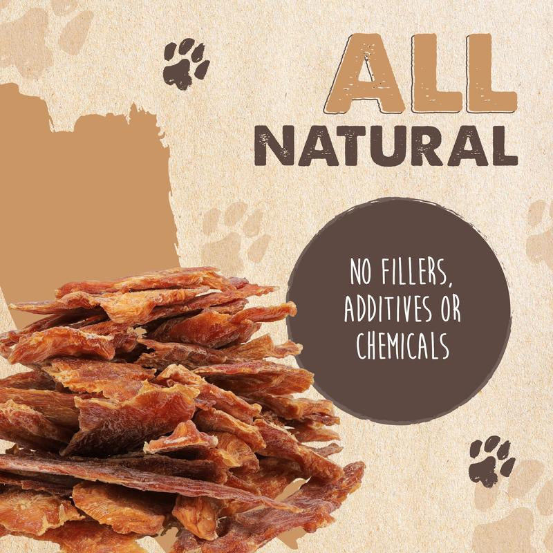 Mighty Paw Naturals Chicken Jerky Dog Treats - Grain-Free High-Protein Snack for Pups, 100% Natural, Cage-Free, Gluten-Free, Chemical-Free, Nutrient-Rich, Low Fat, Mess-Free, Digestible