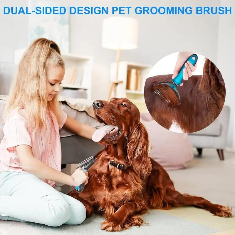 Pet Grooming Brush & Rake Tool - Removes Mats, Tangles | Dog Grooming Essential