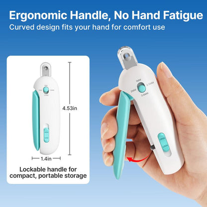 Potaroma Cat Nail Clipper with 4-Size Adjustable Trimming Hole & Hidden Nail File | Safe Toenail Trimmer for Kittens & Indoor Cats | Anti-Splash Claw Cutter for Pet Grooming (Blue)