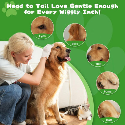 Snugtail Pet Cleaning Glove Wipes for Dogs & Cats, Hypoallergenic Deodorizing Disposable No-Rinse Grooming Wipes, Extra Thick Bathing Wipes,Perfect for Pet Dry Cleaning,Daily Care and Travel, 6Pcs