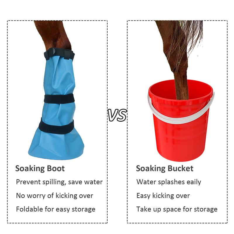 Horse Hoof Soaking Boot No Mess Hoof Soaking Waterproof Boot for Thrush Abscesses & More Adjustable Straps Sturdy PVC Reusable Room Saving Storage